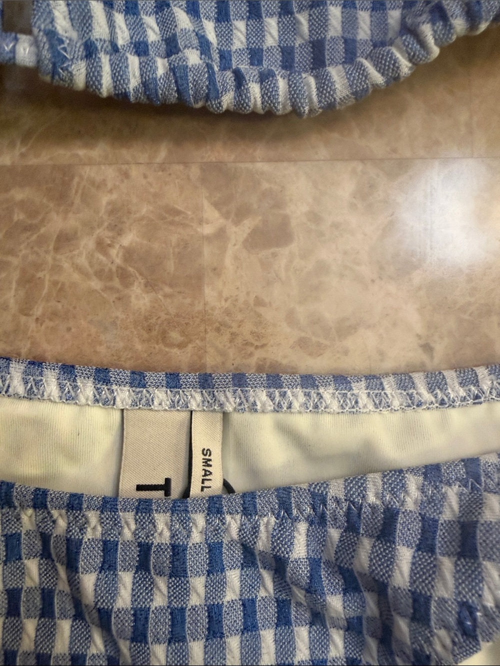 triangl swimwear Blue & White Gingham String Bikini with Pouch - Picture 2 of 9